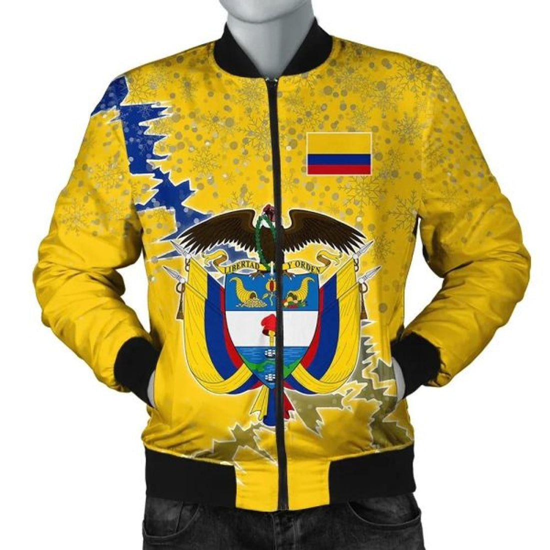 FUNSTUFFPRINT Colombia Christmas Coat Of Arms Men Bomber Jacket Style 3D Bomber Jacket