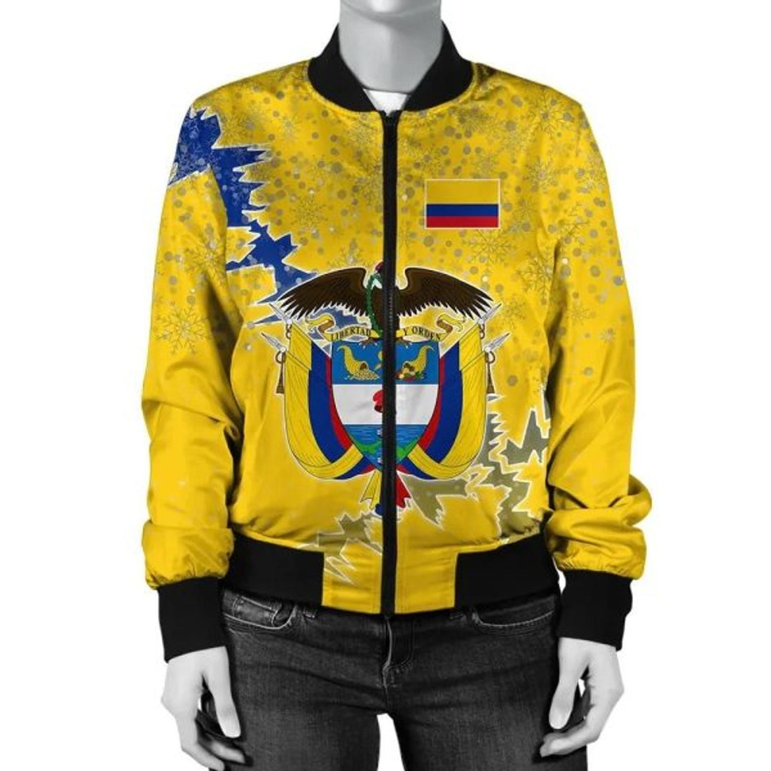 FUNSTUFFPRINT Colombia Christmas Coat Of Arms Women Bomber Jacket Style 3D Bomber Jacket