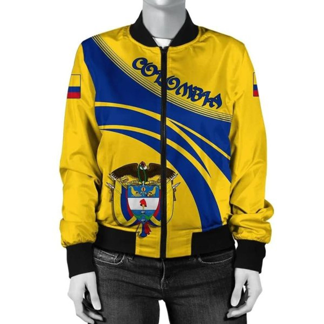 FUNSTUFFPRINT Colombia Coat Of Arms Women Bomber Jacket Cricket 3D Bomber Jacket