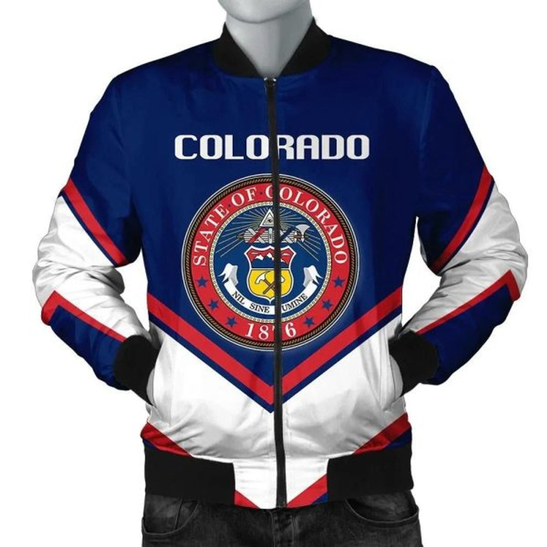FUNSTUFFPRINT Colorado Coat Of Arms Men Bomber Jacket Lucian Style 3D Bomber Jacket