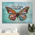 Colorful Butterfly Light Blue Background Blue Sky God Says You Are Canvas Wall Art - Christian Wall Decor