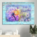Colorful Dandelion Purple Butterfly Just Breathe Canvas Wall Art - Christian Wall Decor
