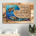Colorful Sea Turtles Blue Ocean Beautiful Marine Every Day Is A New Beginning Take A Deep Breath And Start Again Canvas Wall Art - Christian Wall Decor