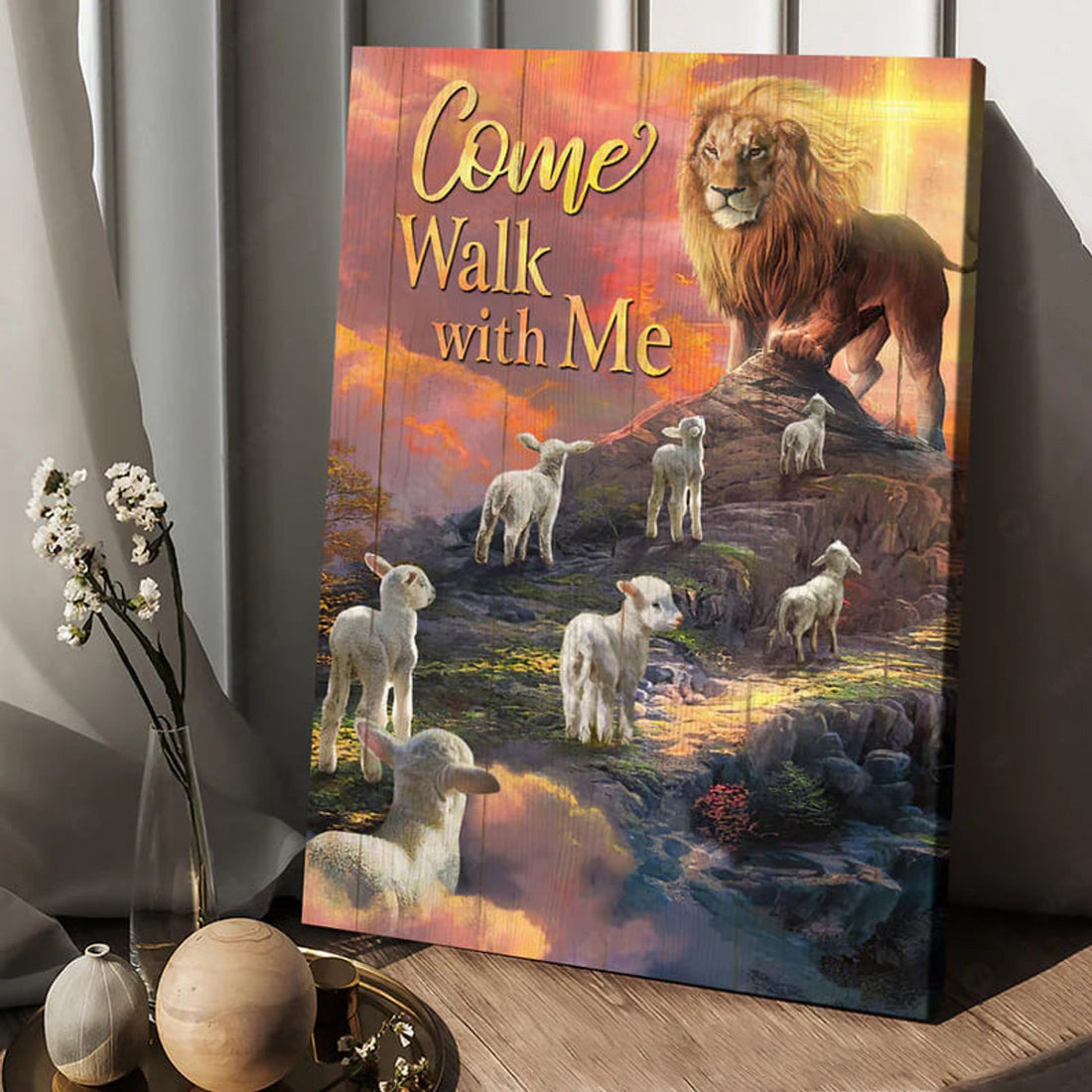 Come Walk With Me, Lamd And Lion, Poster Decor, Lion King Poster and Canvas