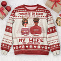FUNSTUFFPRINT Custom Congrats On Being My Wife Christmas Led Light Ugly Sweater