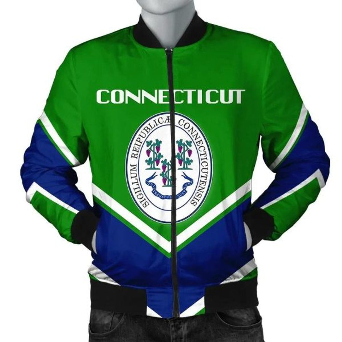 FUNSTUFFPRINT Connecticut Coat Of Arms Men Bomber Jacket Lucian Style 3D Bomber Jacket