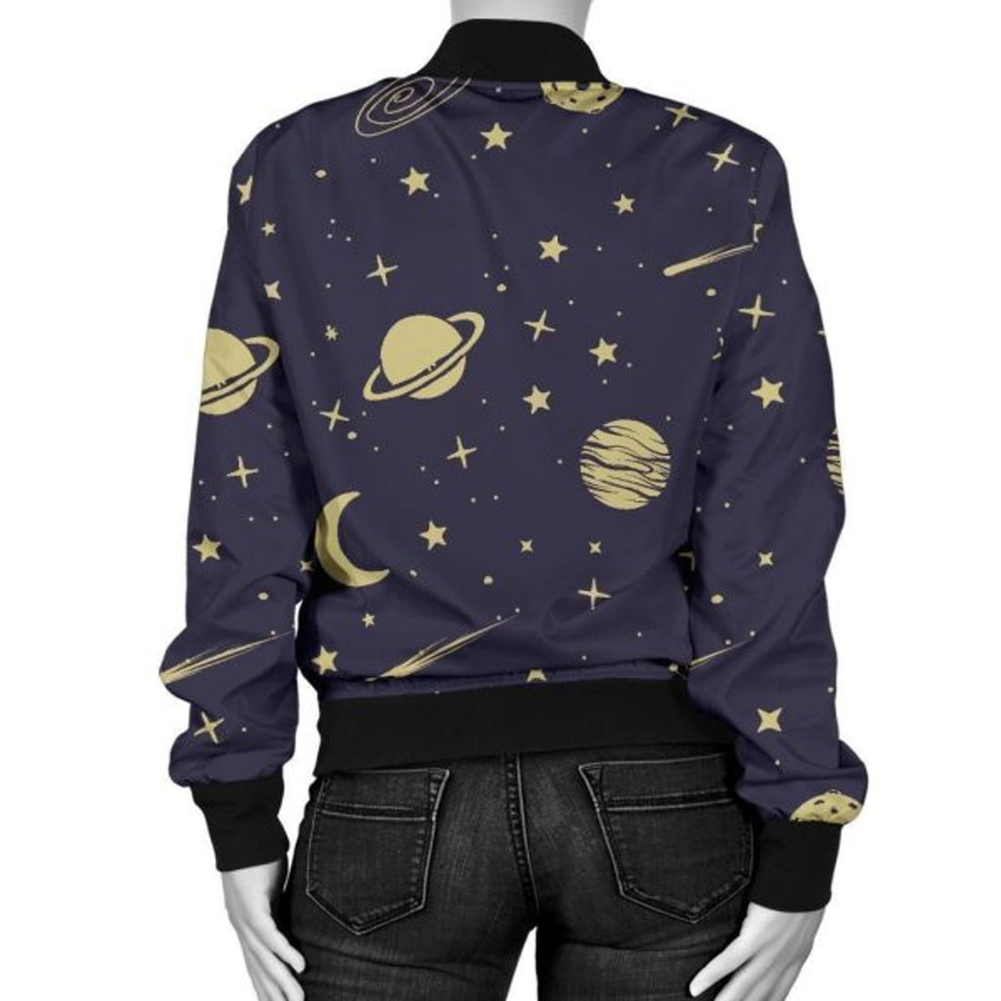 FUNSTUFFPRINT Constellation Pattern Print Women Casual 3D Bomber Jacket