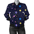 FUNSTUFFPRINT Constellation Planet Print Pattern Women Casual 3D Bomber Jacket