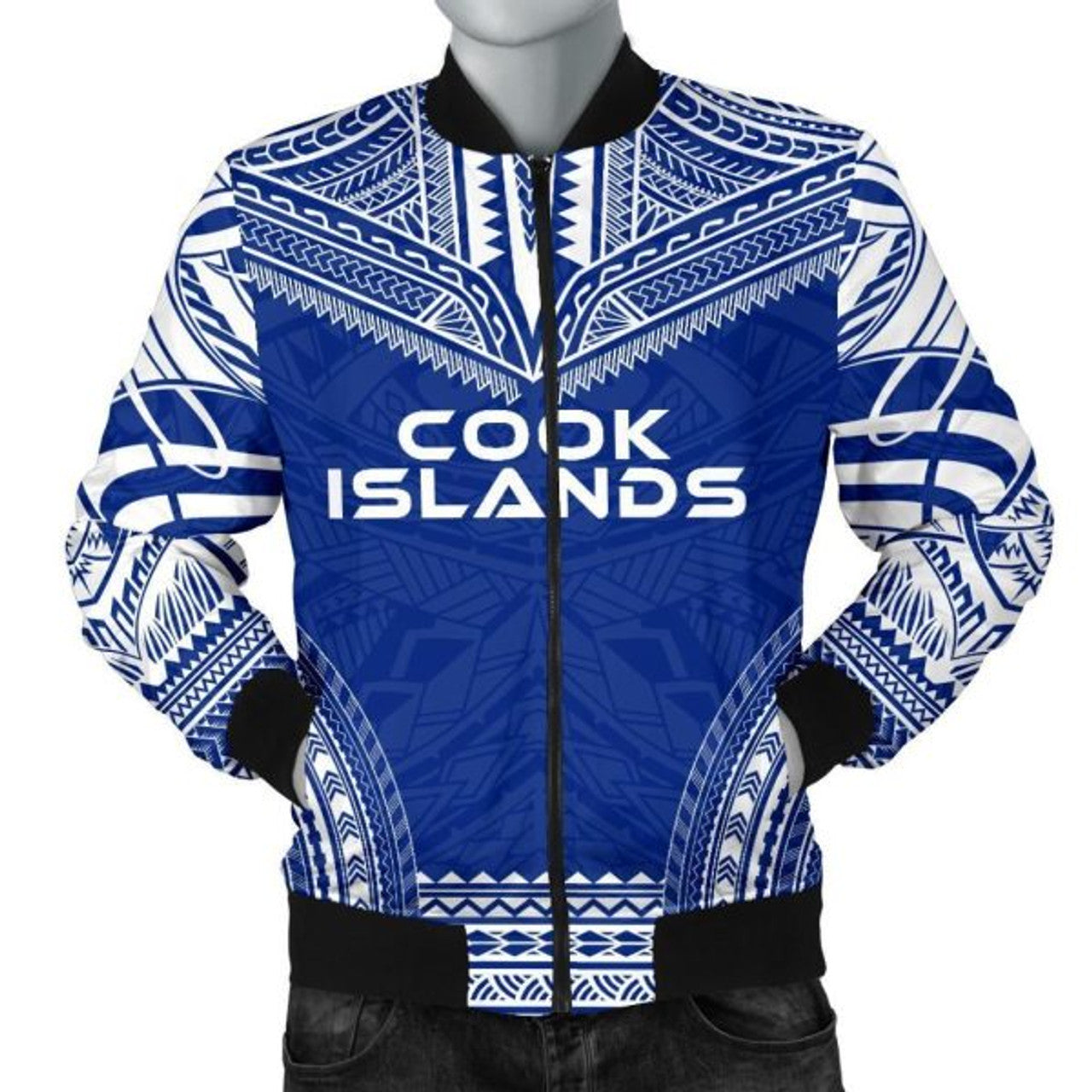 FUNSTUFFPRINT Cook Islands Flag Polynesian Chief Men's 3D Bomber Jacket