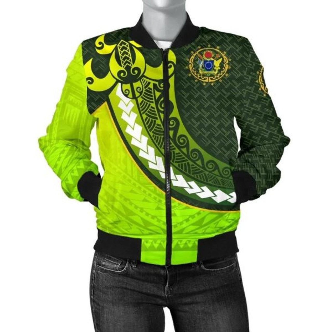 FUNSTUFFPRINT Cook Islands (Kuki Airani) Women's Bomber Jacket - Newest Style 3D Bomber Jacket