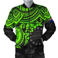 FUNSTUFFPRINT Cook Islands Polynesian Bomber Jacket (Men) - Green Turtle 3D Bomber Jacket