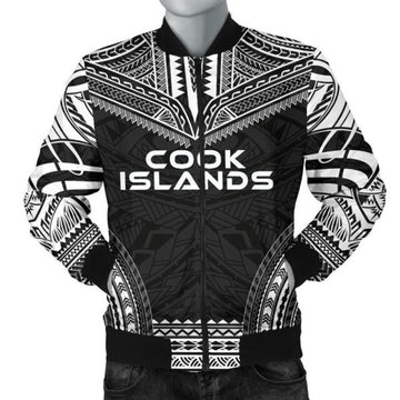FUNSTUFFPRINT Cook Islands Polynesian Chief Men's Bomber Jacket - Black Version 3D Bomber Jacket