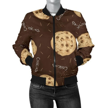 FUNSTUFFPRINT Cookie Pattern Print Women Casual 3D Bomber Jacket