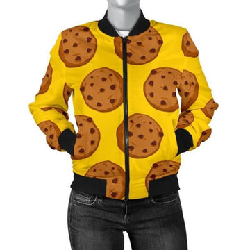 FUNSTUFFPRINT Cookie Print Pattern Women Casual 3D Bomber Jacket