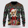 FUNSTUFFPRINT Corgi Christmas Dog Ugly Sweaters 3D - Gifts For Dog Lover Ugly Sweater