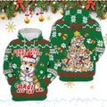 FUNSTUFFPRINT 3DCorgi Dog Bells Christmas All Over 3D Hoodie and Zip Hoodie