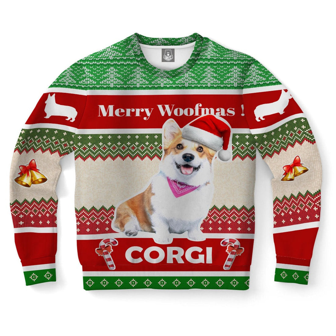 FUNSTUFFPRINT Corgi Dog Ugly Christmas Sweater, Christmas Sweater, Ugly Sweater, Funny Xmas Sweaters Ugly Sweater