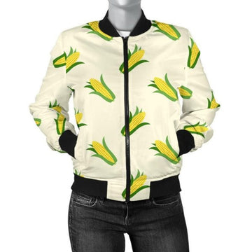 FUNSTUFFPRINT Corn Print Pattern Women Casual 3D Bomber Jacket