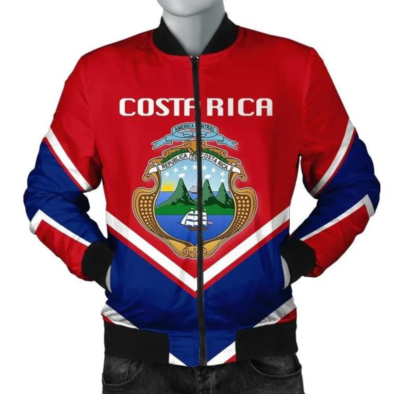 FUNSTUFFPRINT Costa Rica Coat Of Arms Men Bomber Jacket Lucian Style 3D Bomber Jacket