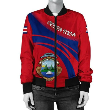 FUNSTUFFPRINT Costa Rica Coat Of Arms Women Bomber Jacketticket 3D Bomber Jacket