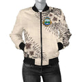 FUNSTUFFPRINT Costa Rica Women's Bomber Jacket - The Beige Hibiscus 3D Bomber Jacket