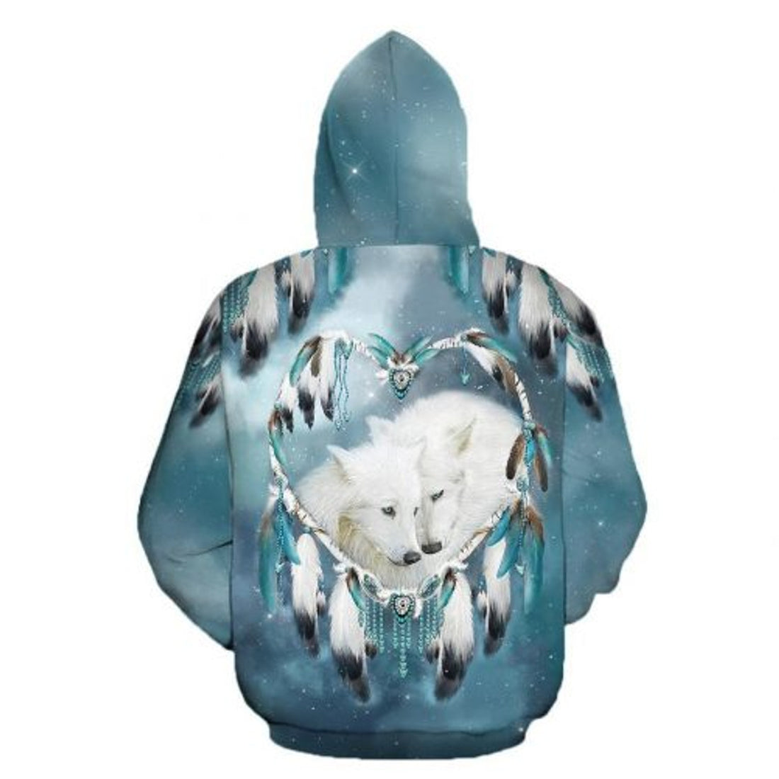 FUNSTUFFPRINT Wolf Couple 3D All Over Hoodie Dreamcatcher White 3D Hoodie and Zip Hoodie