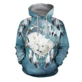FUNSTUFFPRINT Wolf Couple 3D All Over Hoodie Dreamcatcher White 3D Hoodie and Zip Hoodie