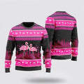 FUNSTUFFPRINT Couple Flamingo Breast Cancer Ugly Christmas Sweater – Christmas Gifts For Frends Ugly  Sweater