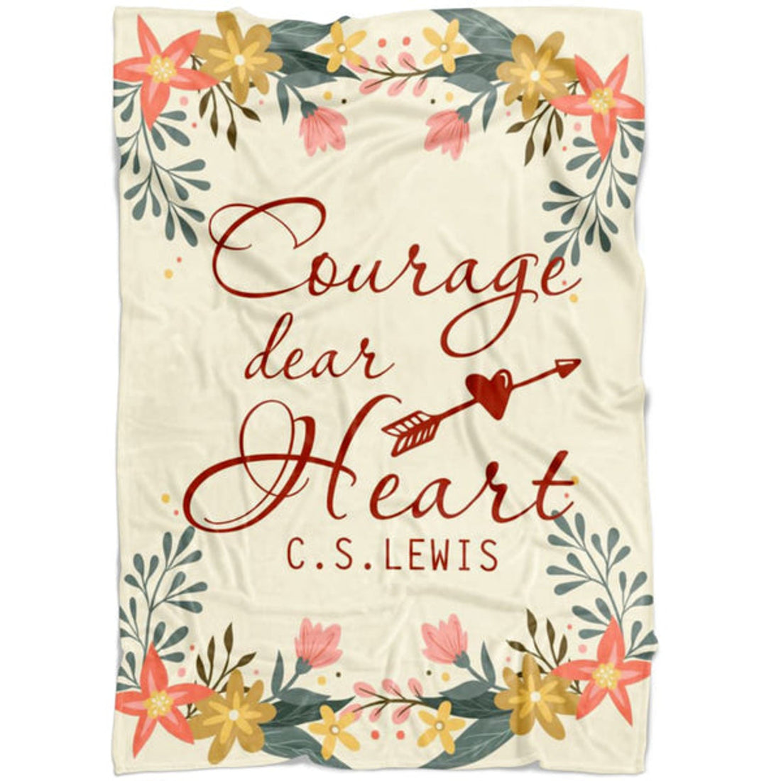 FUNSTUFFPRINT Courage Dear Heart 2 Fleece Blanket - Christian Blanket - Bible Verse Blanket