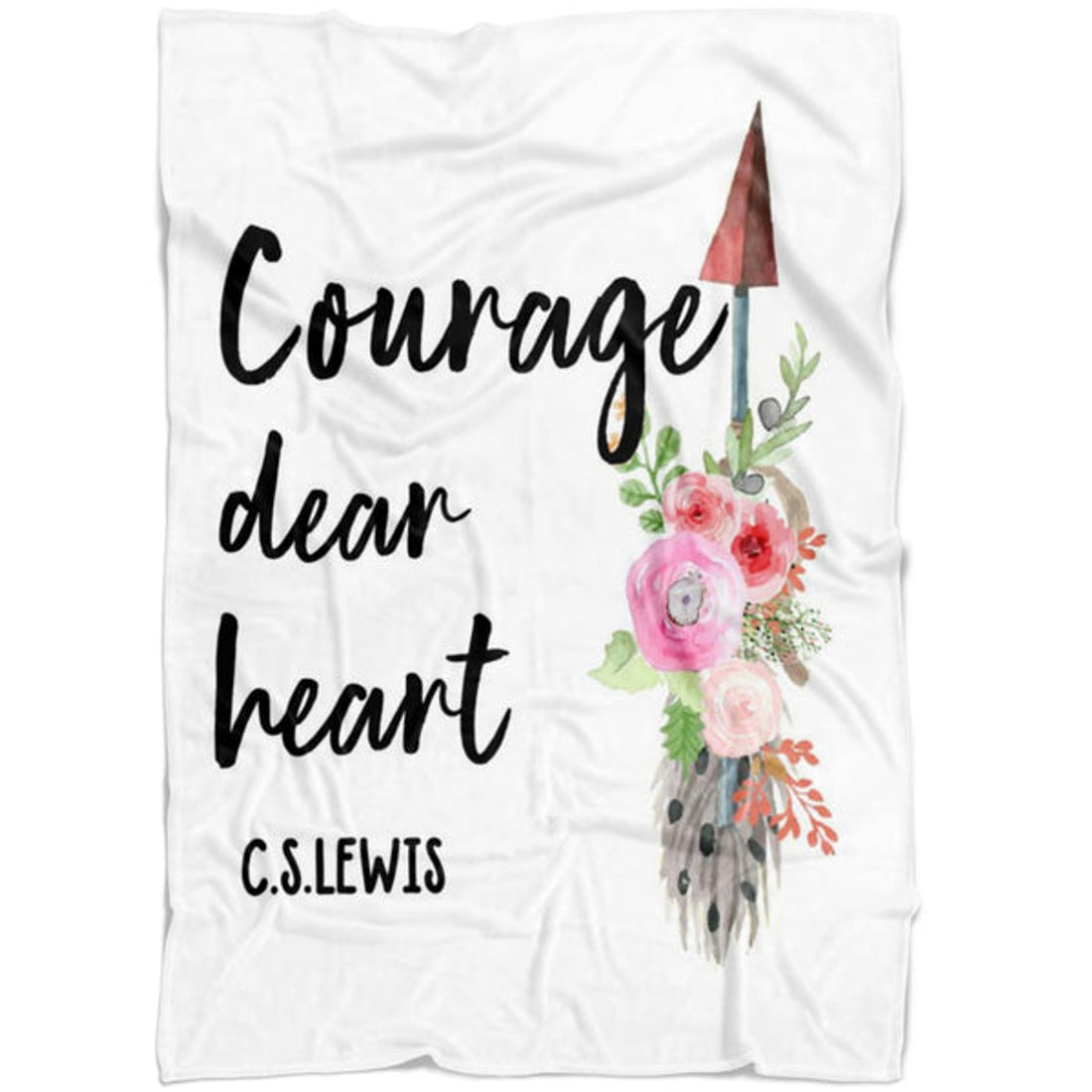 FUNSTUFFPRINT Courage Dear Heart Fleece Blanket - Christian Blanket - Bible Verse Blanket