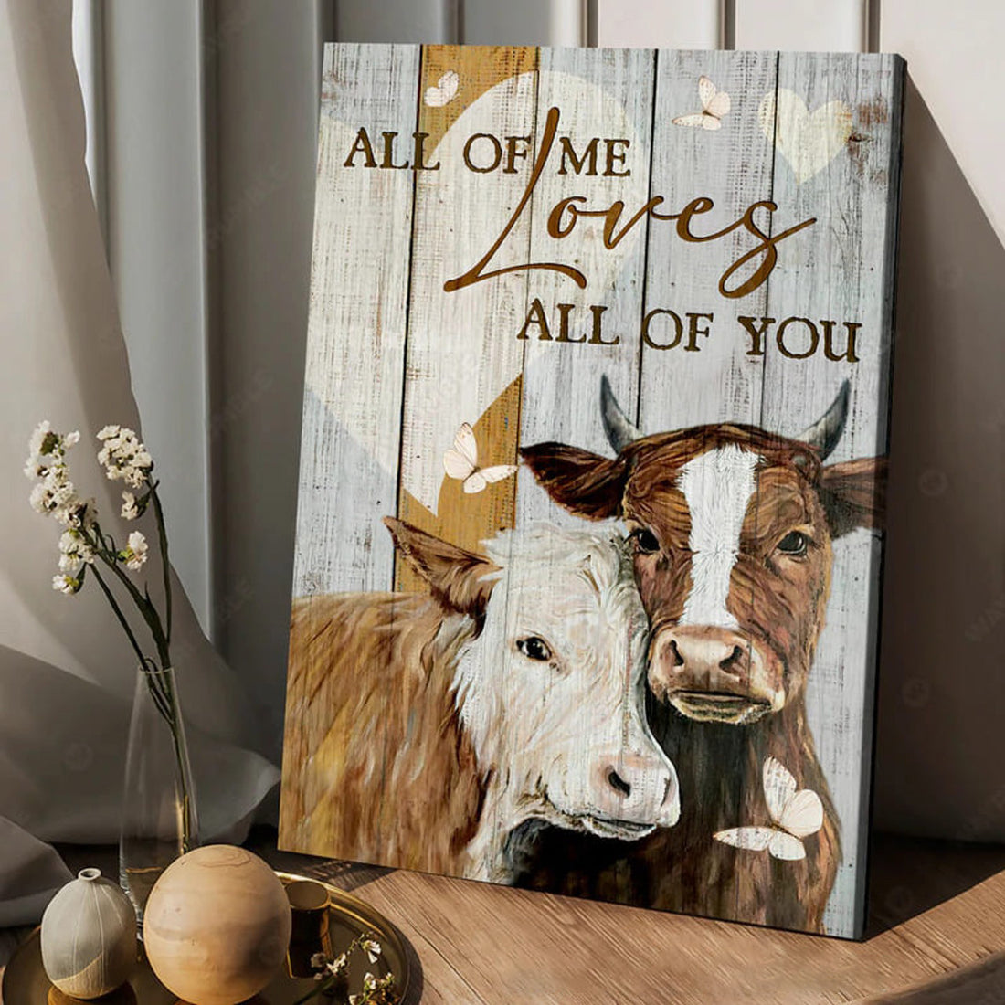 Cow Couple, All Of Me Love All Of You, Gift For Lover Poster and Canvas