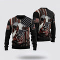 FUNSTUFFPRINT Cow American Flag Patriotic Ugly Christmas Sweater, Farm Sweater, Christmas Gift, Best Winter Outfit Christmas Ugly Sweater