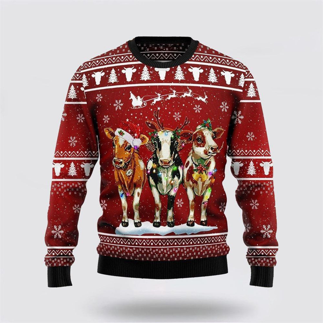 FUNSTUFFPRINT Cow Christmas Ugly Christmas Sweater – Sweater Gifts For Pet Lover Ugly  Sweater