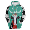 FUNSTUFFPRINT 3D Cow Merry Christmas Heifer All Over 3D Hoodie and Zip Hoodie