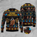 FUNSTUFFPRINT Cowboy Merry Christmas Ugly Christmas Sweater, Christmas Sweater, Ugly Sweater, Funny Xmas Sweaters Ugly Sweater
