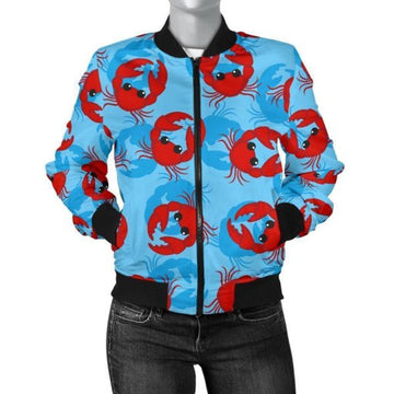 FUNSTUFFPRINT Crab Pattern Print Women Casual 3D Bomber Jacket