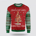 FUNSTUFFPRINT Crazy Cat Lady Christmas Tree Ugly Christmas Sweater – Cat Lover Christmas Sweater Ugly  Sweater