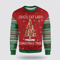 FUNSTUFFPRINT Crazy Cat Lady Christmas Tree Ugly Christmas Sweater For Men And Women, Best Gift For Christmas, Christmas Fashion Winter  Ugly  Sweater