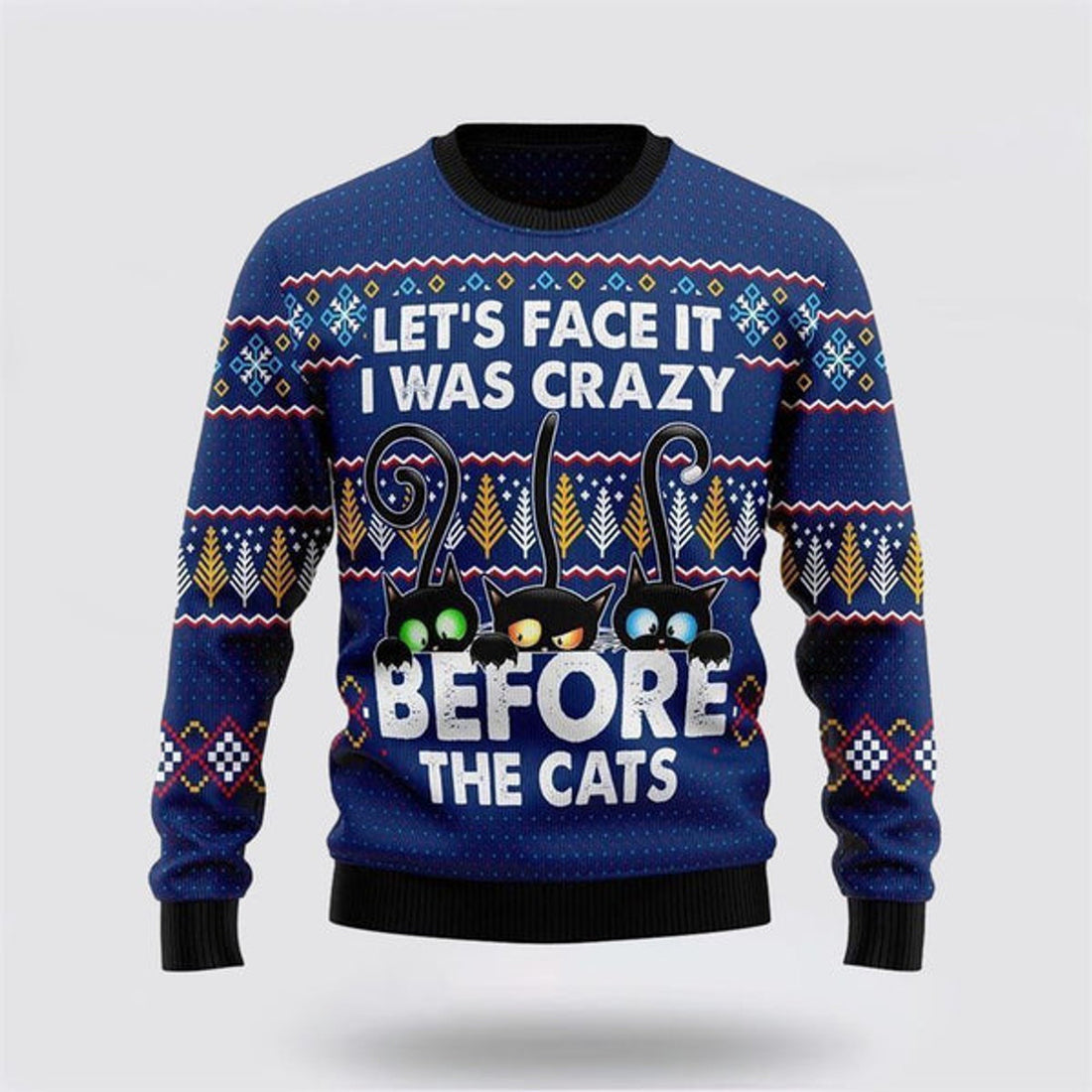 FUNSTUFFPRINT Crazy Cat Ugly Christmas Sweater For Men And Women, Best Gift For Christmas, Christmas Fashion Winter  Ugly  Sweater