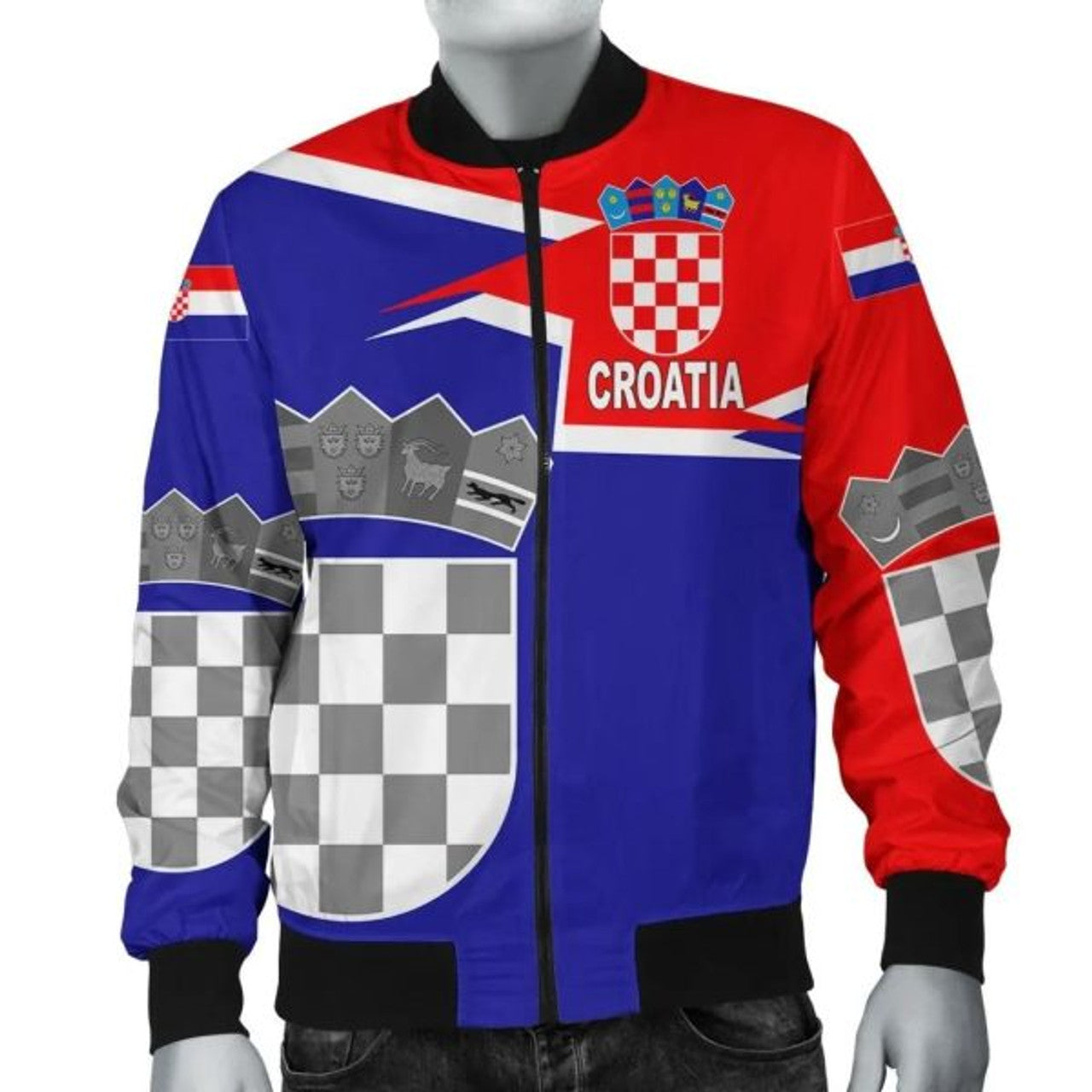 FUNSTUFFPRINT Croatia Bomber Jacket Coat Of Arms - Style 3D Bomber Jacket
