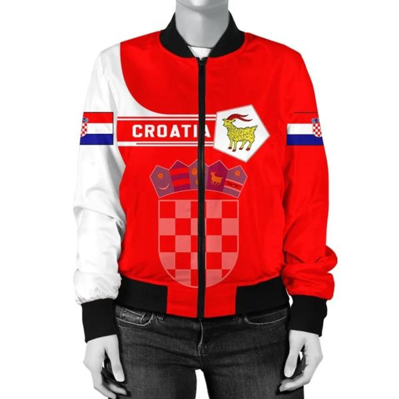 FUNSTUFFPRINT Croatia Coat Of Arms Women Bomber Jacketimple Style 3D Bomber Jacket