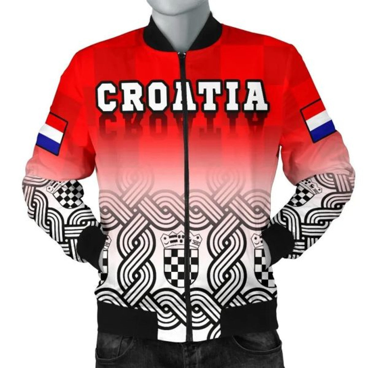 FUNSTUFFPRINT Croatia Men's Bomber Jacket - Croatian Wattle Coat Of Arms 3D Bomber Jacket