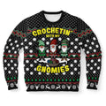 FUNSTUFFPRINT Crochetin' with my Gnomies Ugly Christmas Sweater, Christmas Sweater, Ugly Sweater, Funny Xmas Sweaters Ugly Sweater