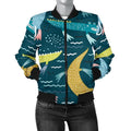FUNSTUFFPRINT Crocodile Cartoon Pattern Print Women Casual 3D Bomber Jacket