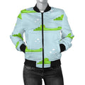 FUNSTUFFPRINT Crocodile Cartoon Print Pattern Women Casual 3D Bomber Jacket