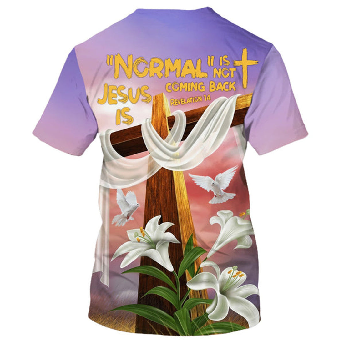 FUNSTUFFPRINT Cross And Easter Lily Shirts - Normal Isn't Coming Back Jesus Is 3D All Over Printed Shirt for Men and Women 3D T-shirt