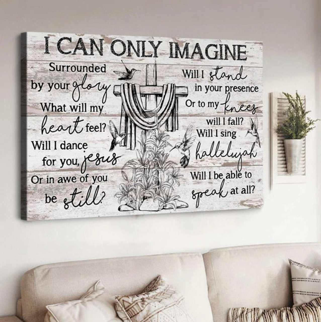 Cross Black And White Drawing I Can Only Imagine Canvas Wall Art - Christian Poster - Religious Wall Decor