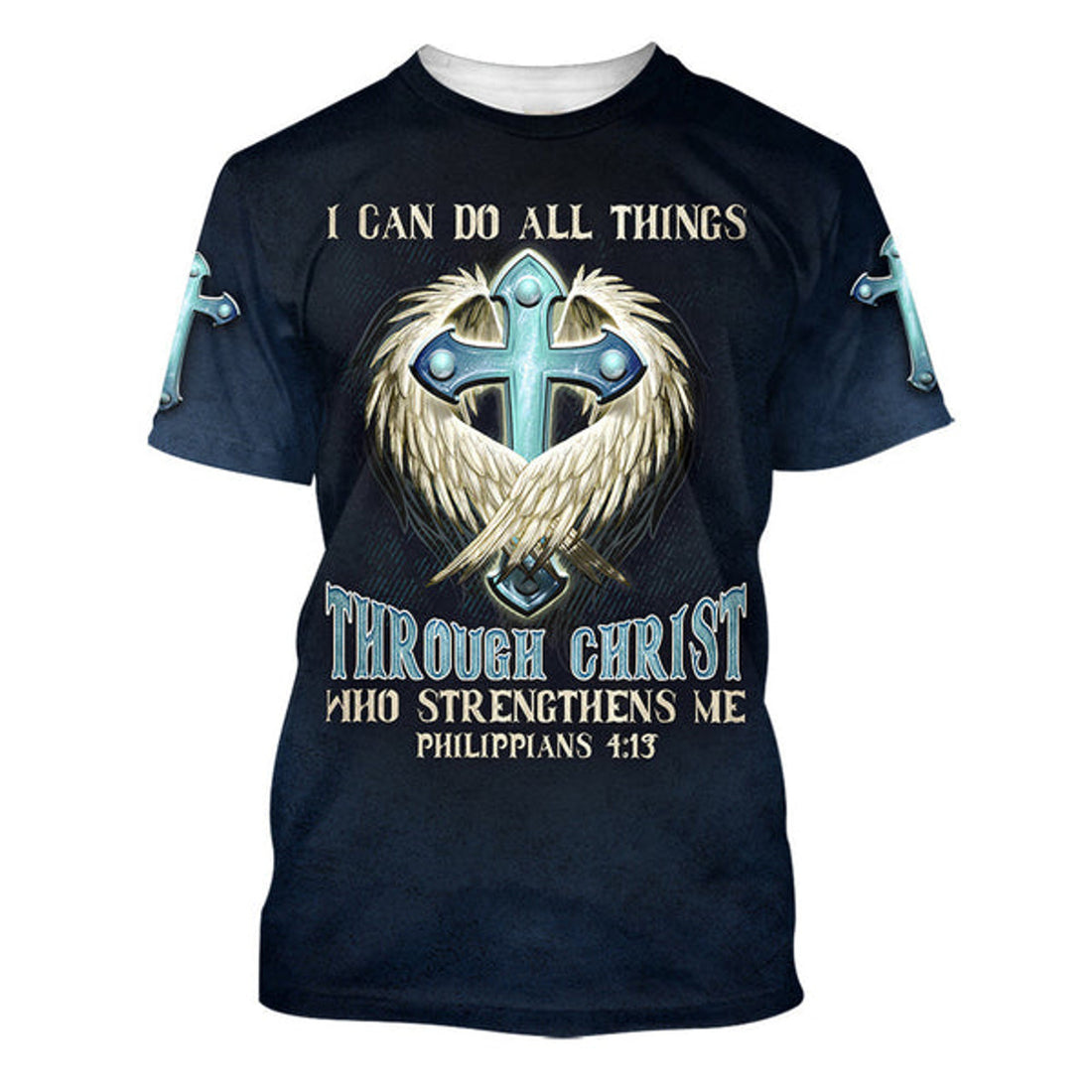 FUNSTUFFPRINT Cross I Can Do All Things Through Christ Who Strengthens Me 3D T-Shirts - Christian Shirts For Men&Women 3D T-shirt