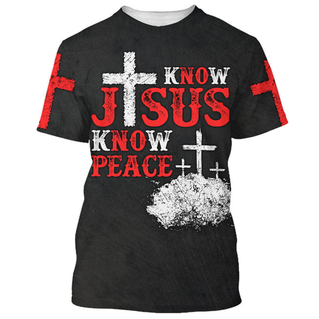 FUNSTUFFPRINT Cross Know Jesus Know Peace 3D All Over Printed Shirt for Men and Women 3D T-shirt