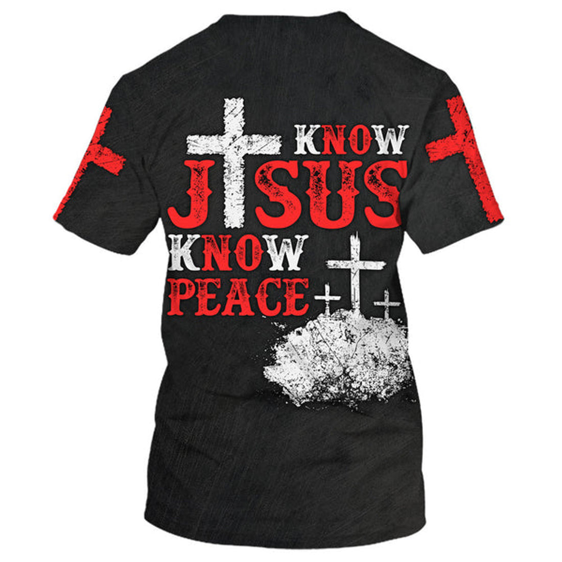 FUNSTUFFPRINT Cross Know Jesus Know Peace 3D All Over Printed Shirt for Men and Women 3D T-shirt
